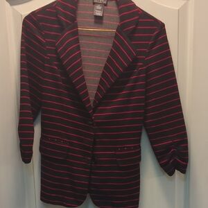 Soho Apparel Black Blazer with Pink Stripes